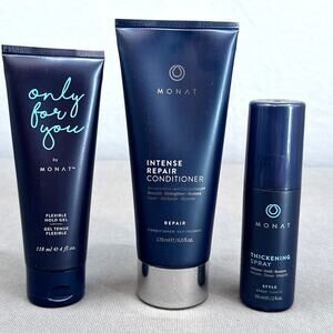 Monet Lot Intense Repair Cond 6oz Flexible Hold Gel 4oz Thickening Spray 2oz NEW